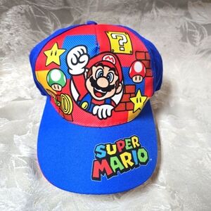 Super Mario Bros Nintendo Kids Baseball Cap - Blue and Red